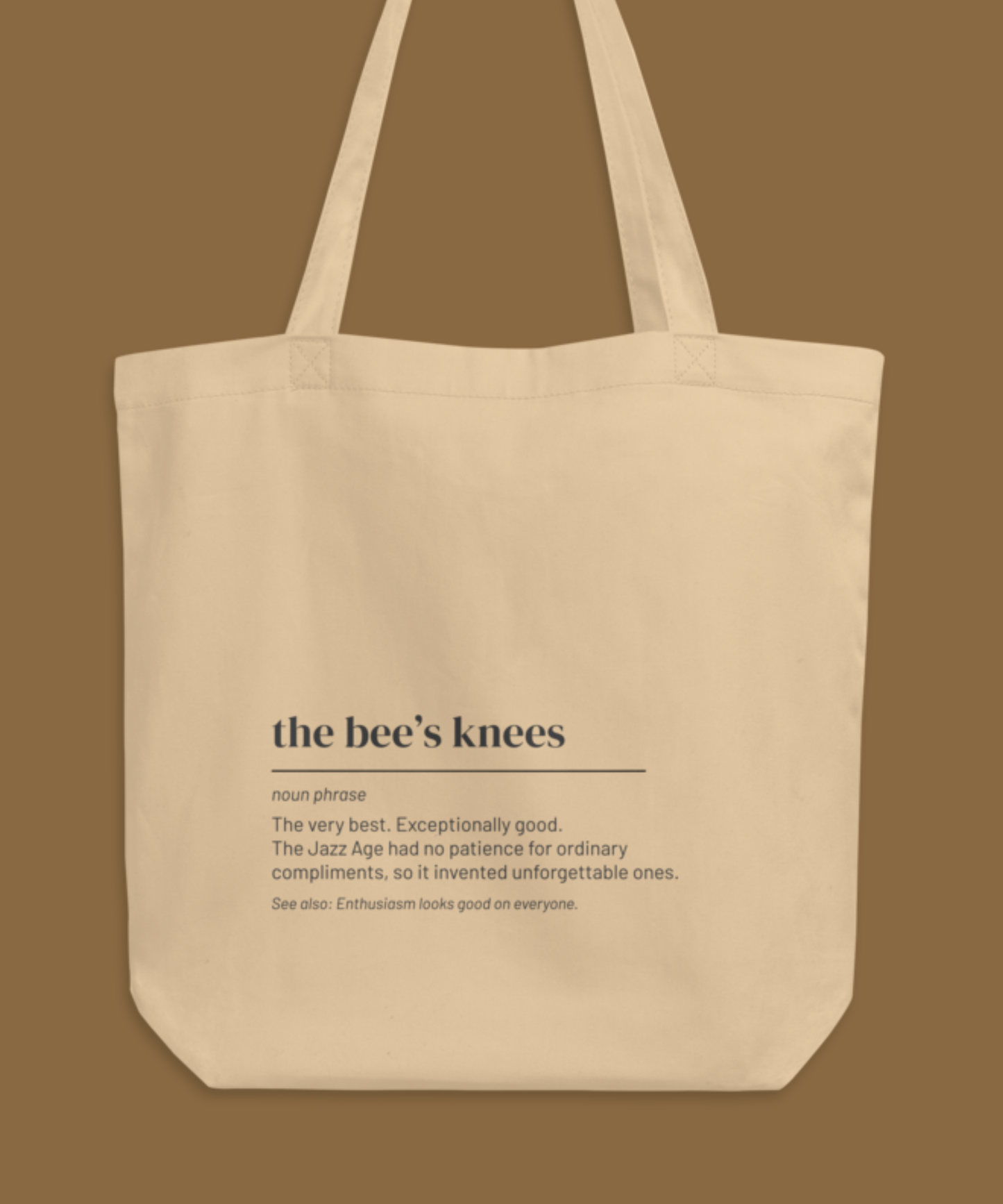 The Bee's Knees Tote — Vintage Slang Definition Bag, 1920s Jazz Age Gift