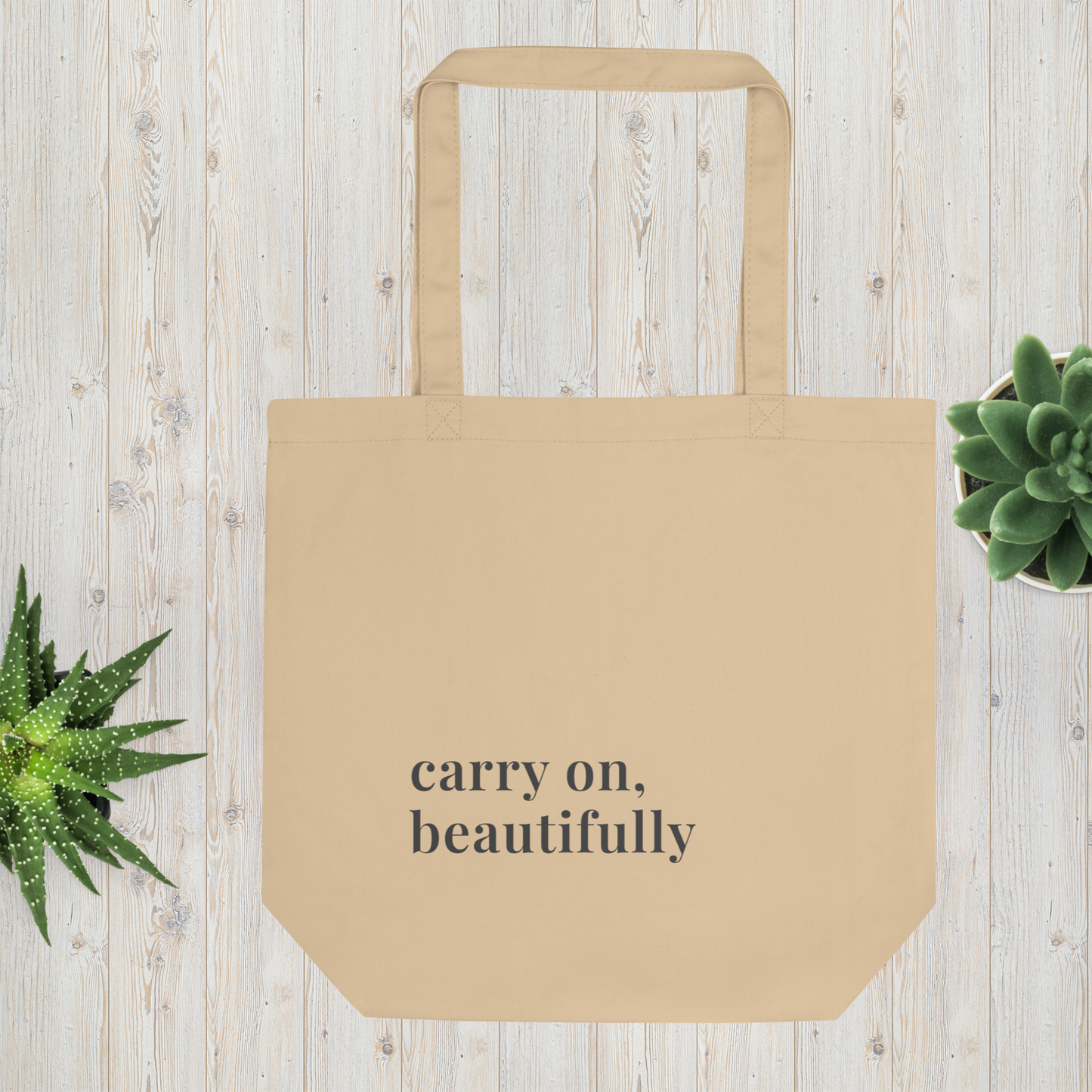 Carry On, Beautifully Canvas Tote — Retro Inspired Gift for Her, Quote Market Bag
