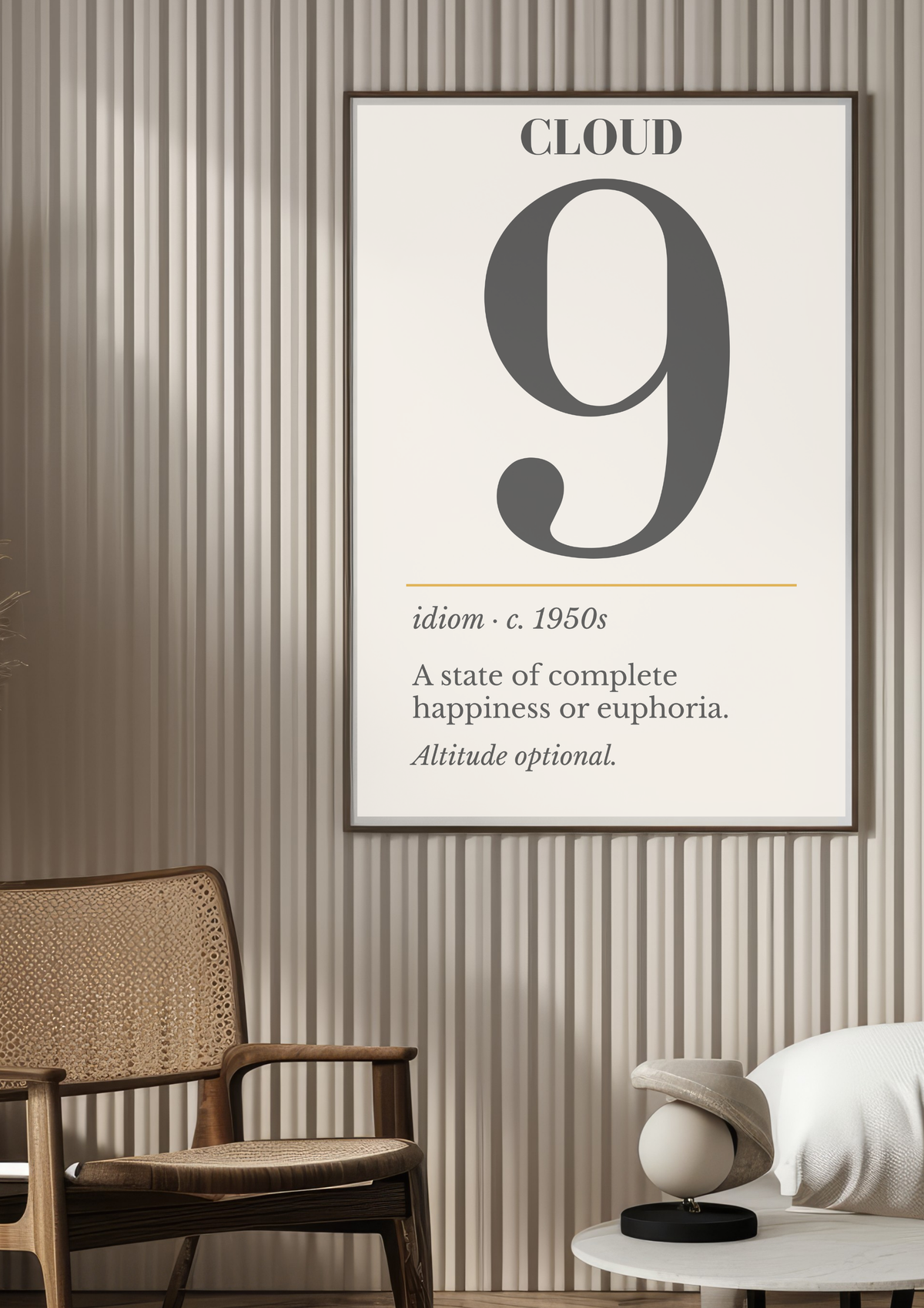 Cloud Nine Print, Retro Definition Wall Art — Number Poster, Optimist Gift