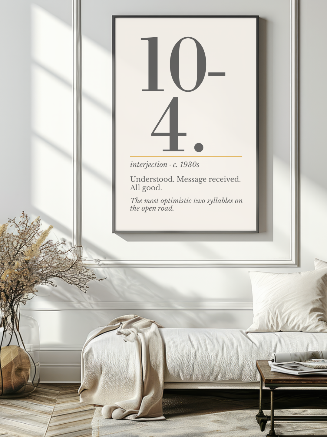 10-4 Print, Retro Definition Wall Art — Number Poster, Trucker CB Radio Gift