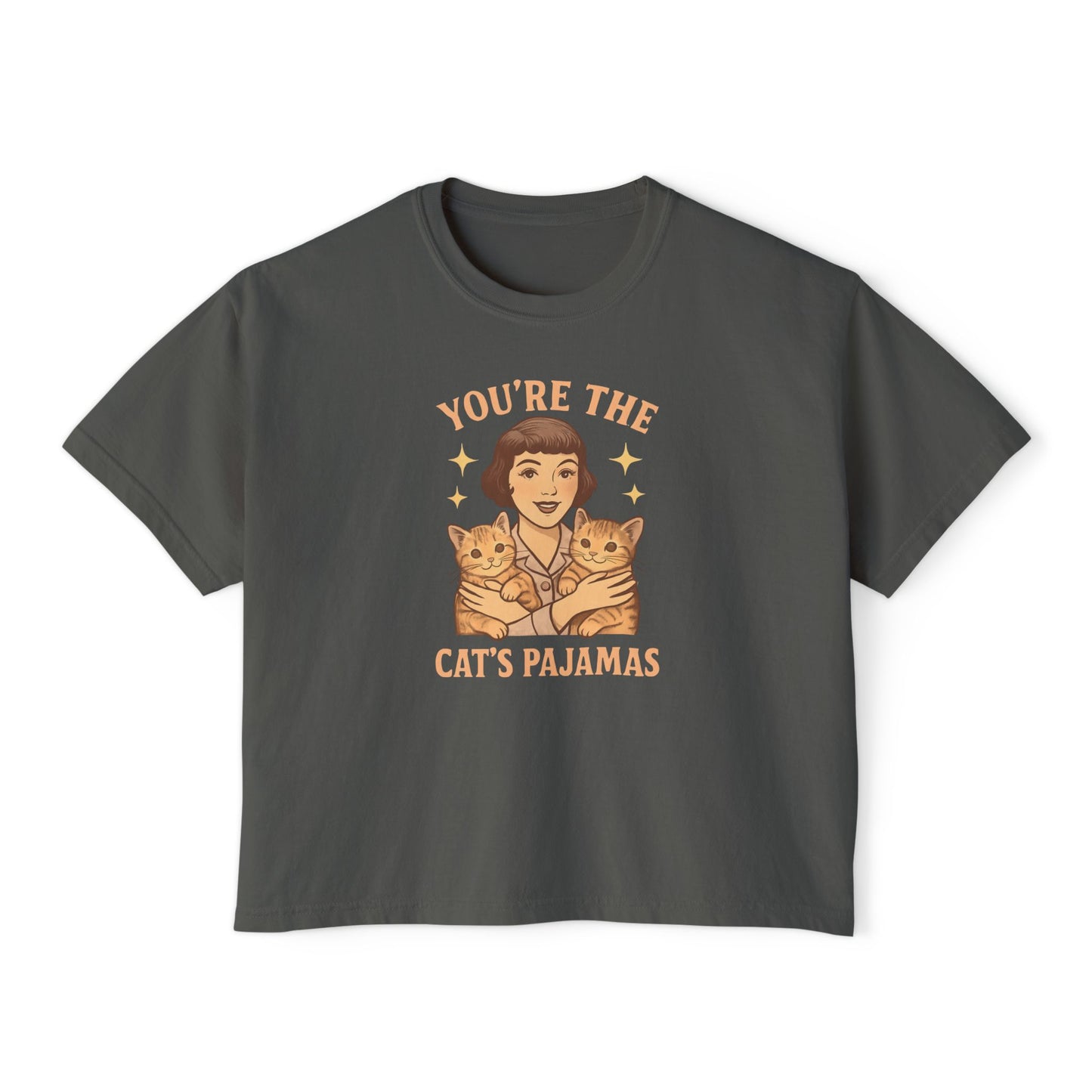 You're the Cat's Pajamas - 1920s Retro Inspired Boxy Tee for Cat Lovers