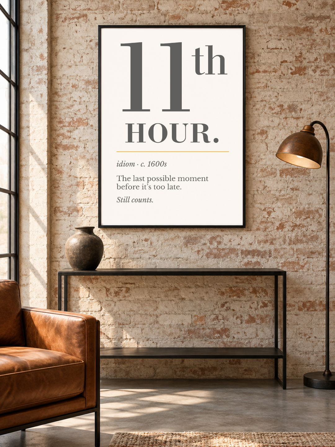 Eleventh Hour Print, Retro Definition Wall Art — Word Poster, Deadline Humor Gift
