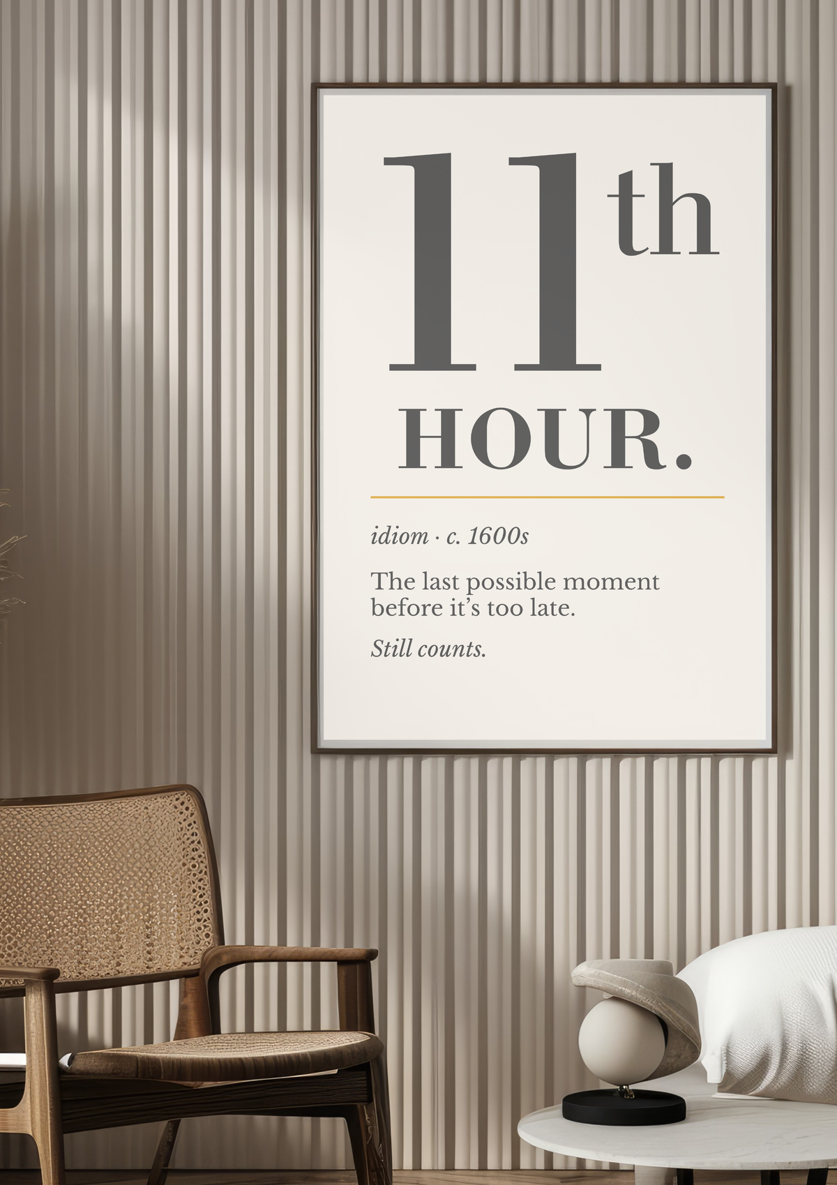Eleventh Hour Print, Retro Definition Wall Art — Word Poster, Deadline Humor Gift