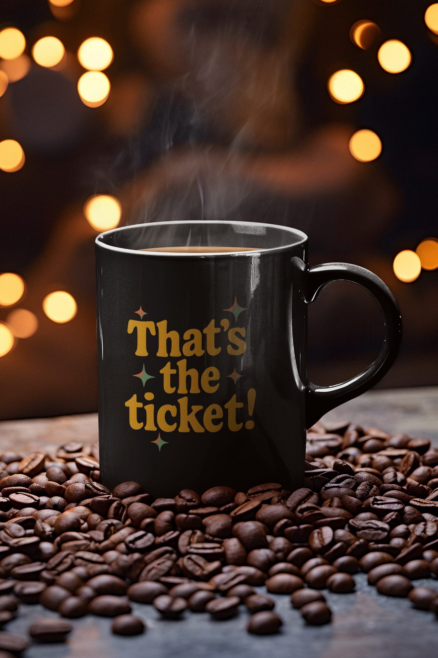 That's the Ticket! - Retro 40-50s Cheeky Playful Black Mug (11oz, 15oz)