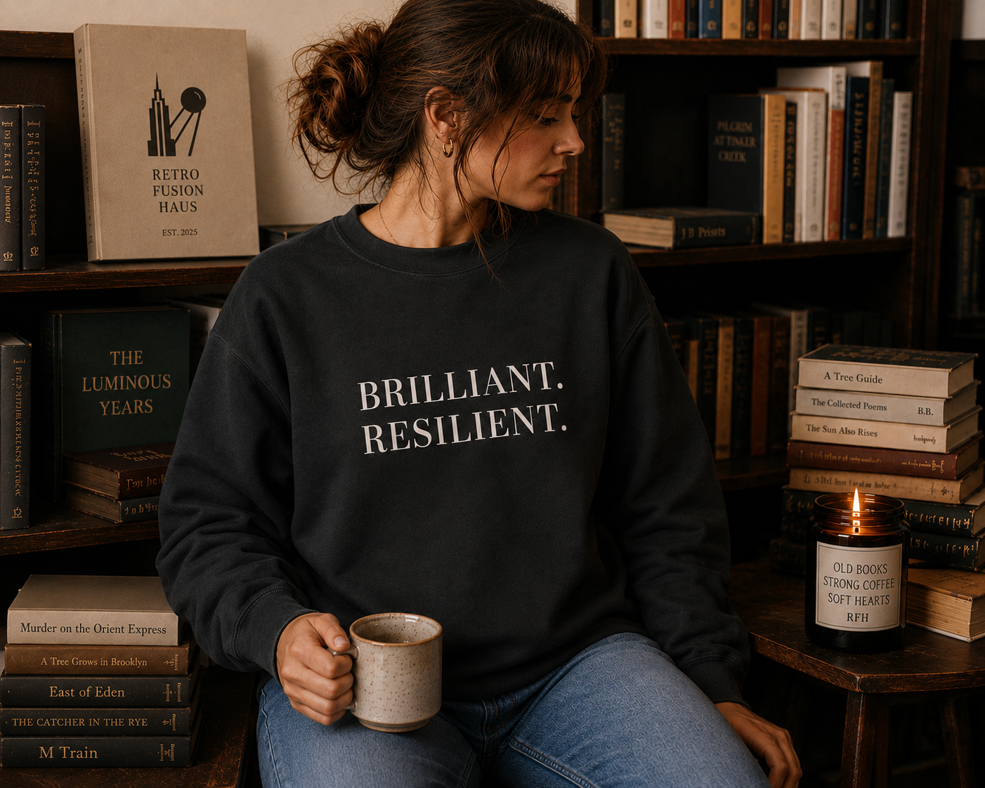Brilliant. Resilient. Sweatshirt — Vintage Inspired Crewneck, Empowering Gift for Women