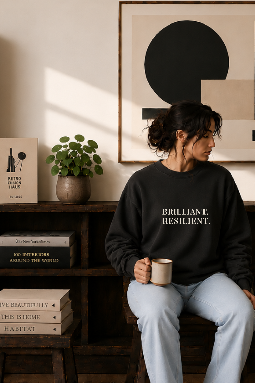 Brilliant. Resilient. Sweatshirt — Vintage Inspired Crewneck, Empowering Gift for Women