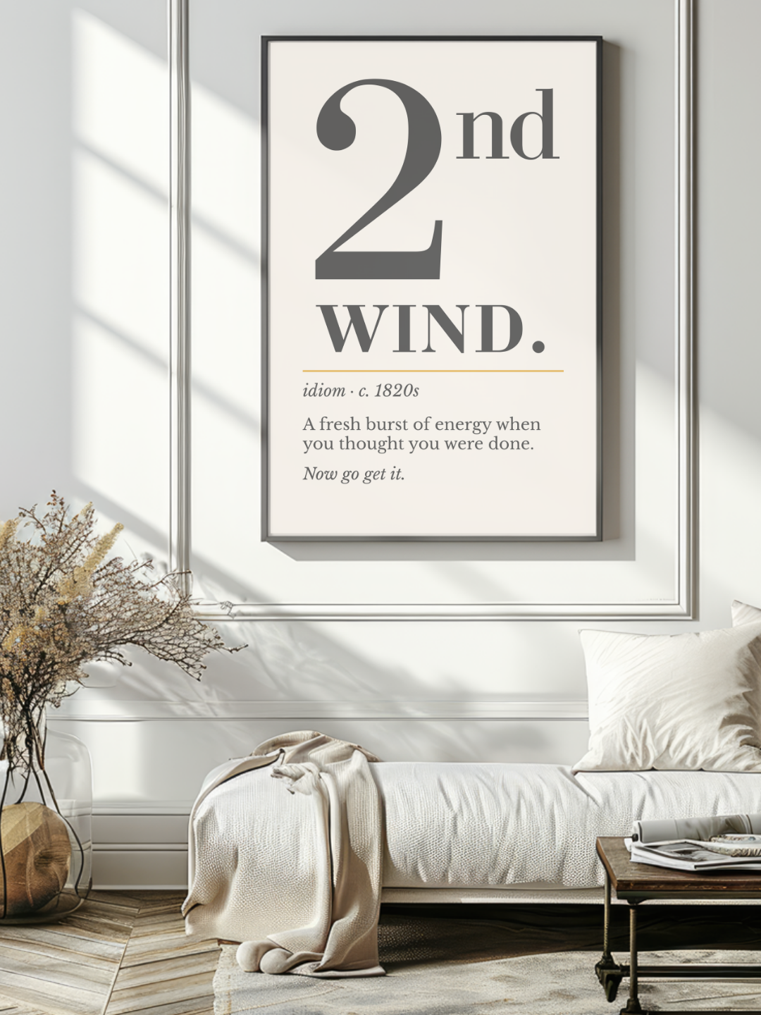 Second Wind Print, Retro Definition Wall Art — Word Poster, Runner Athlete Gift
