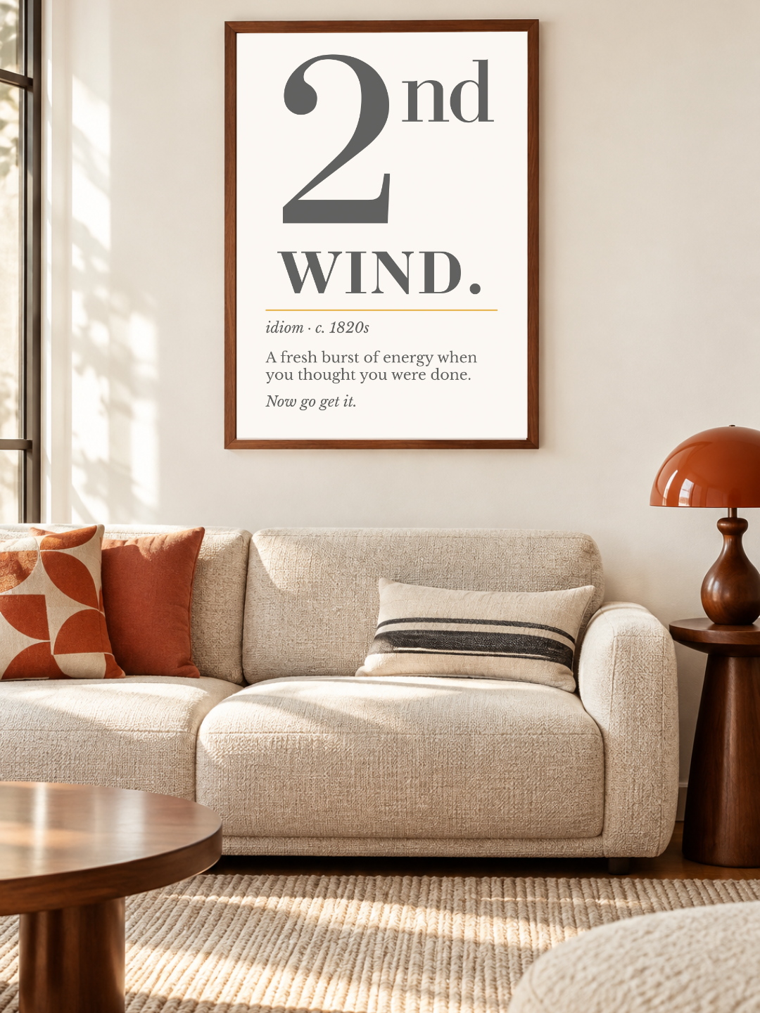 Second Wind Print, Retro Definition Wall Art — Word Poster, Runner Athlete Gift