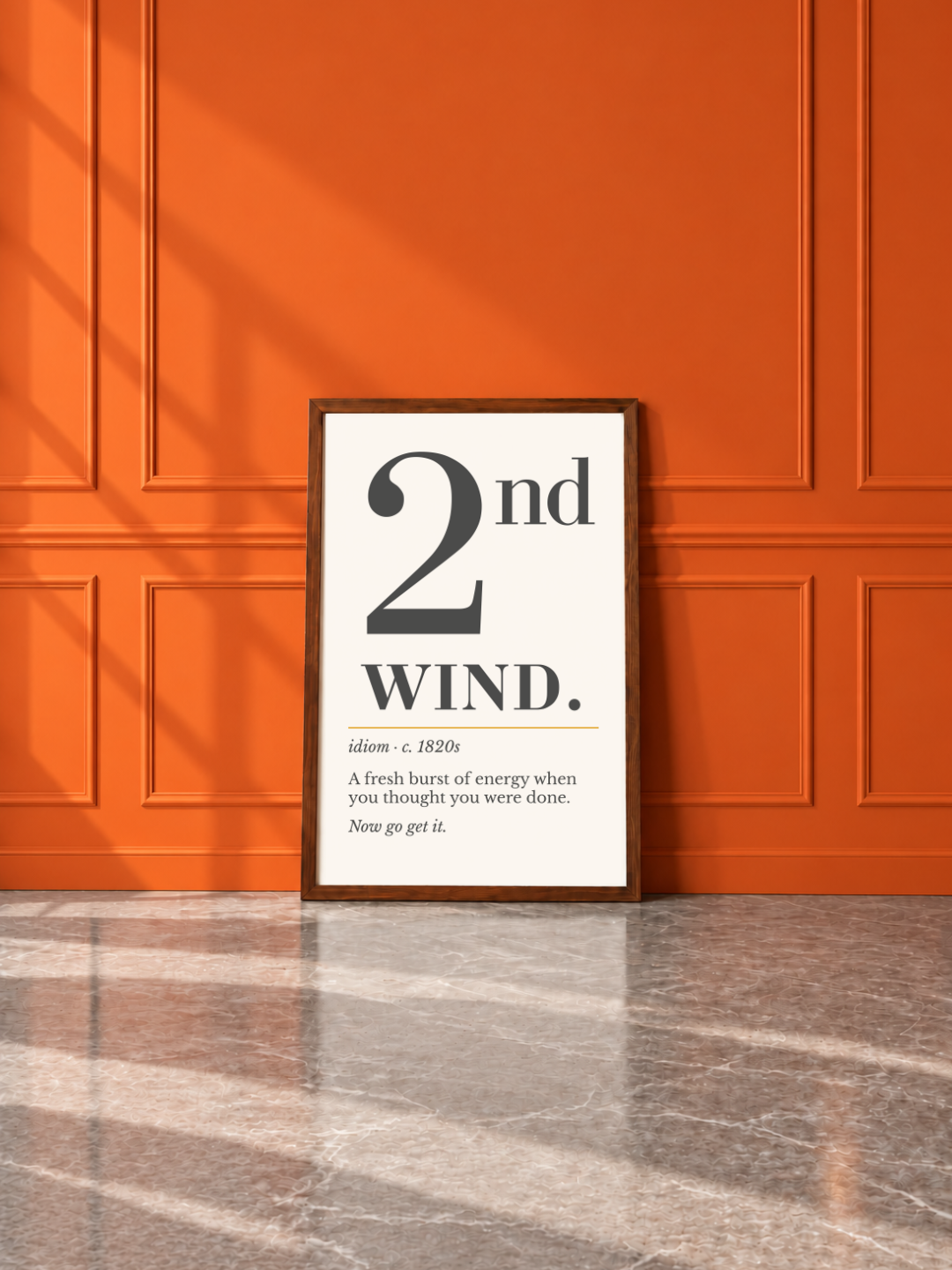 Second Wind Print, Retro Definition Wall Art — Word Poster, Runner Athlete Gift