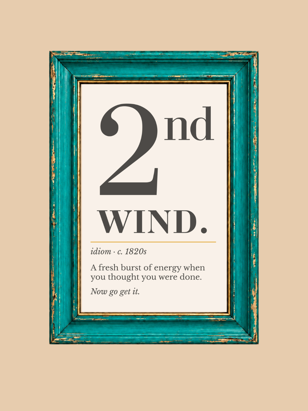 Second Wind Print, Retro Definition Wall Art — Word Poster, Runner Athlete Gift