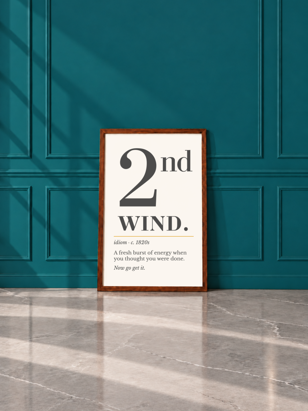 Second Wind Print, Retro Definition Wall Art — Word Poster, Runner Athlete Gift