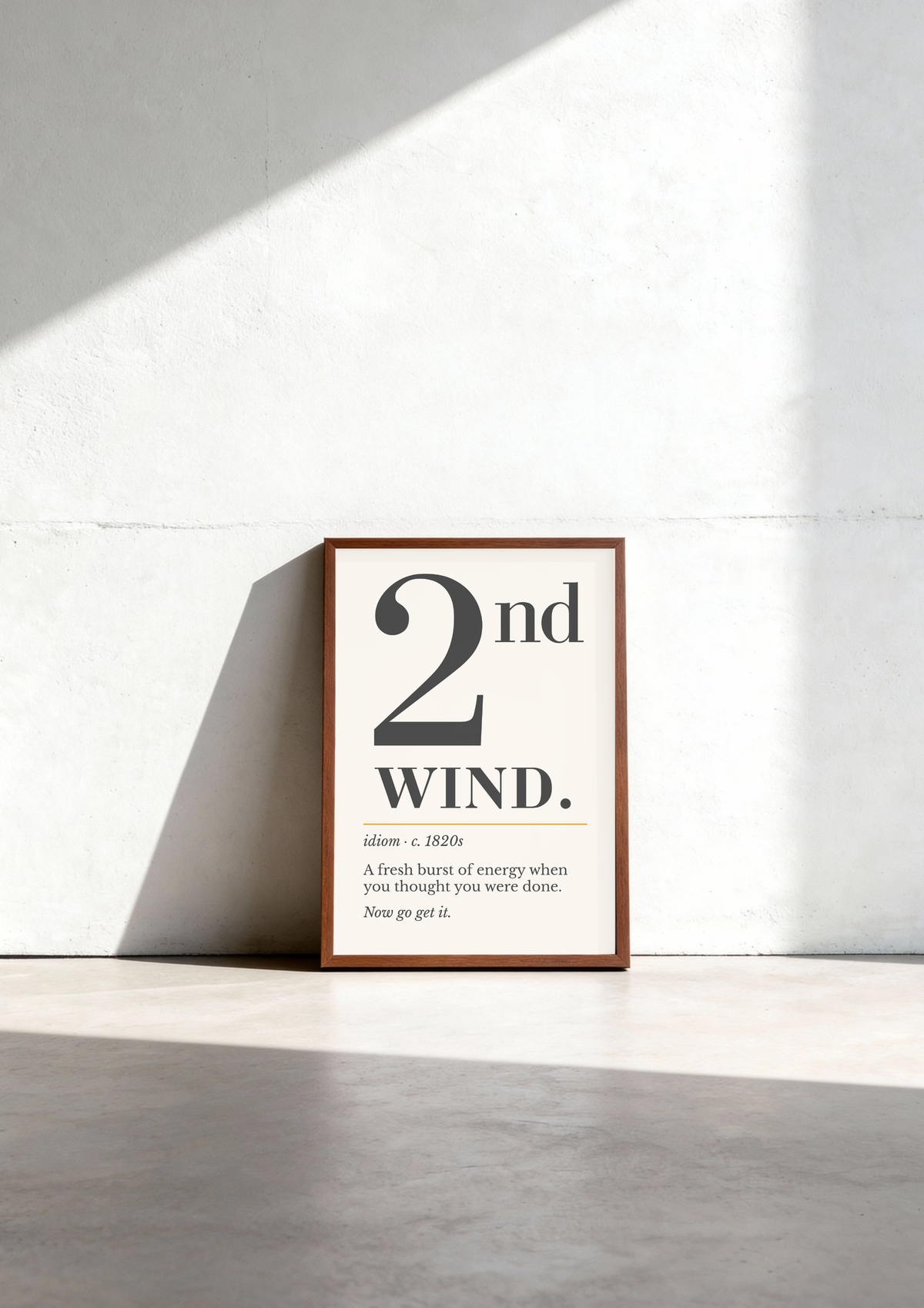 Second Wind Print, Retro Definition Wall Art — Word Poster, Runner Athlete Gift