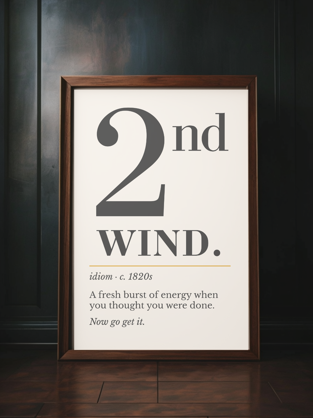 Second Wind Print, Retro Definition Wall Art — Word Poster, Runner Athlete Gift