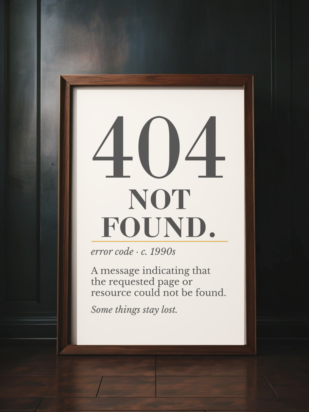 404 Not Found Print, Programmer Humor, Coder Gift, Vintage Definition Poster