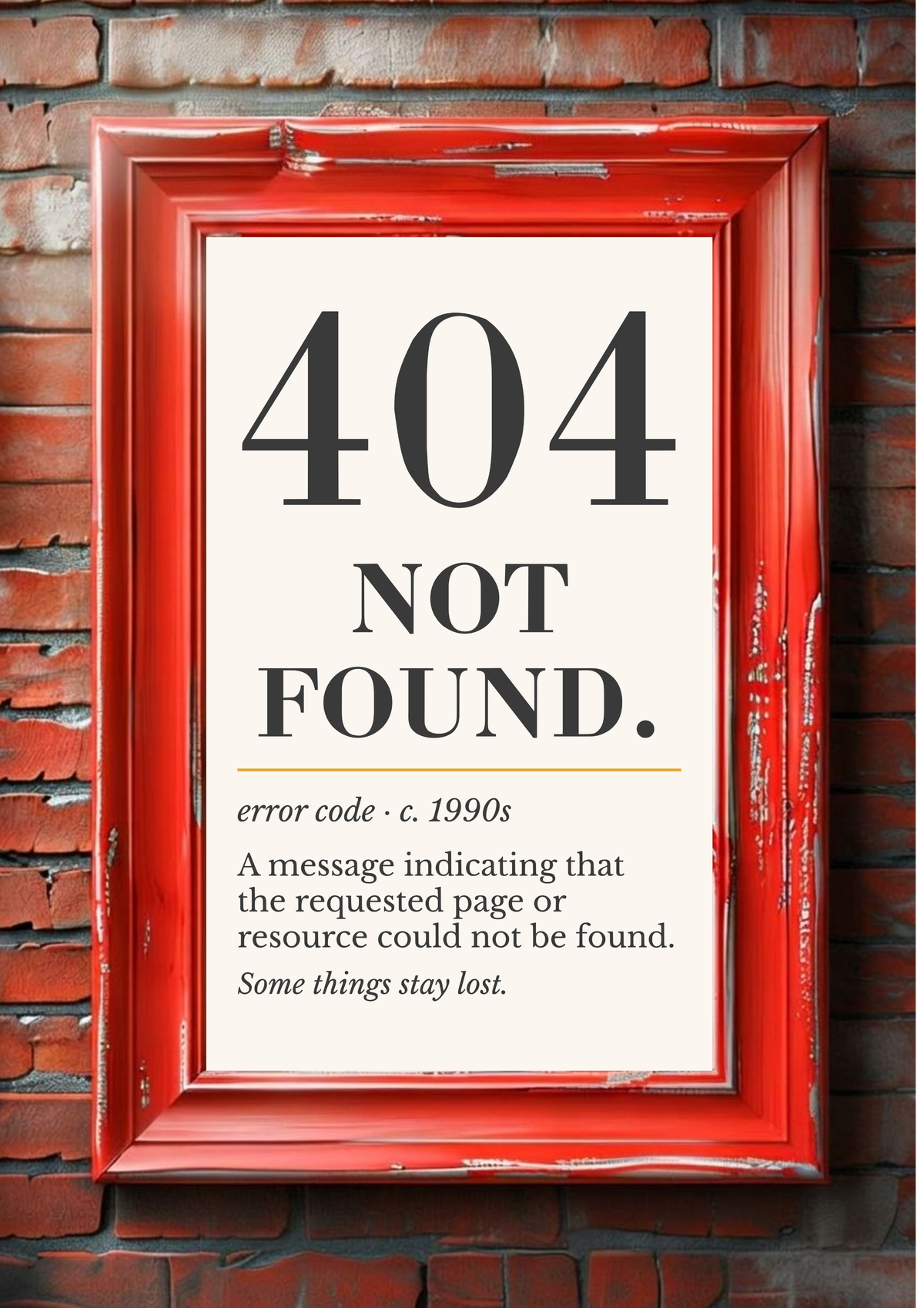 404 Not Found Print, Programmer Humor, Coder Gift, Vintage Definition Poster