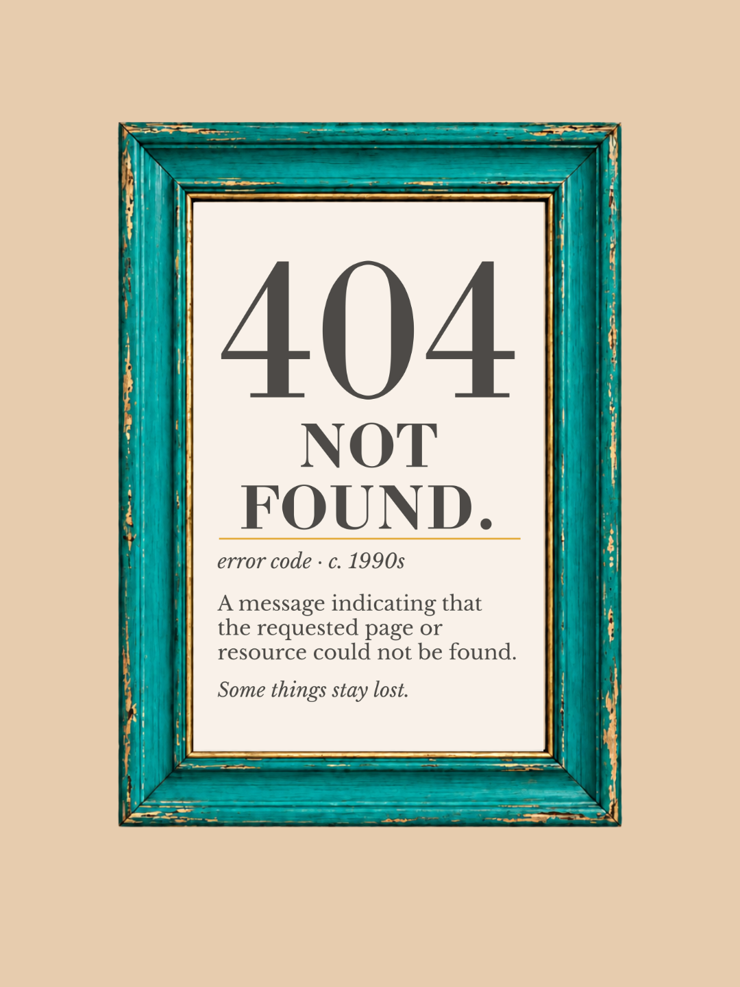 404 Not Found Print, Programmer Humor, Coder Gift, Vintage Definition Poster