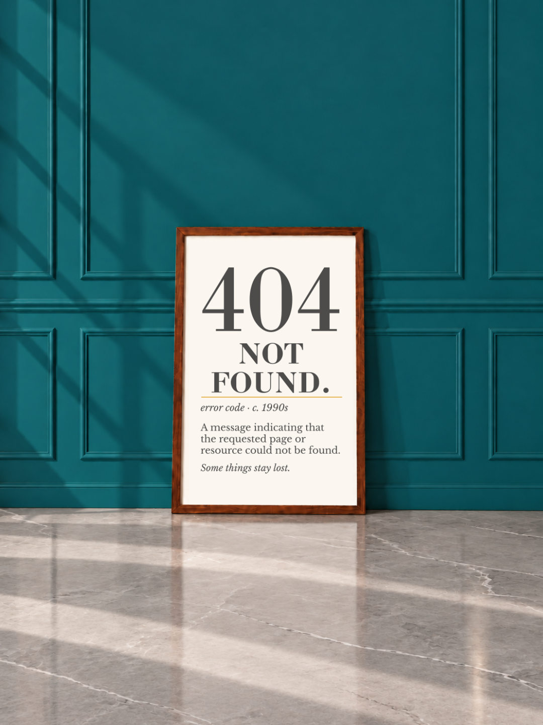 404 Not Found Print, Programmer Humor, Coder Gift, Vintage Definition Poster
