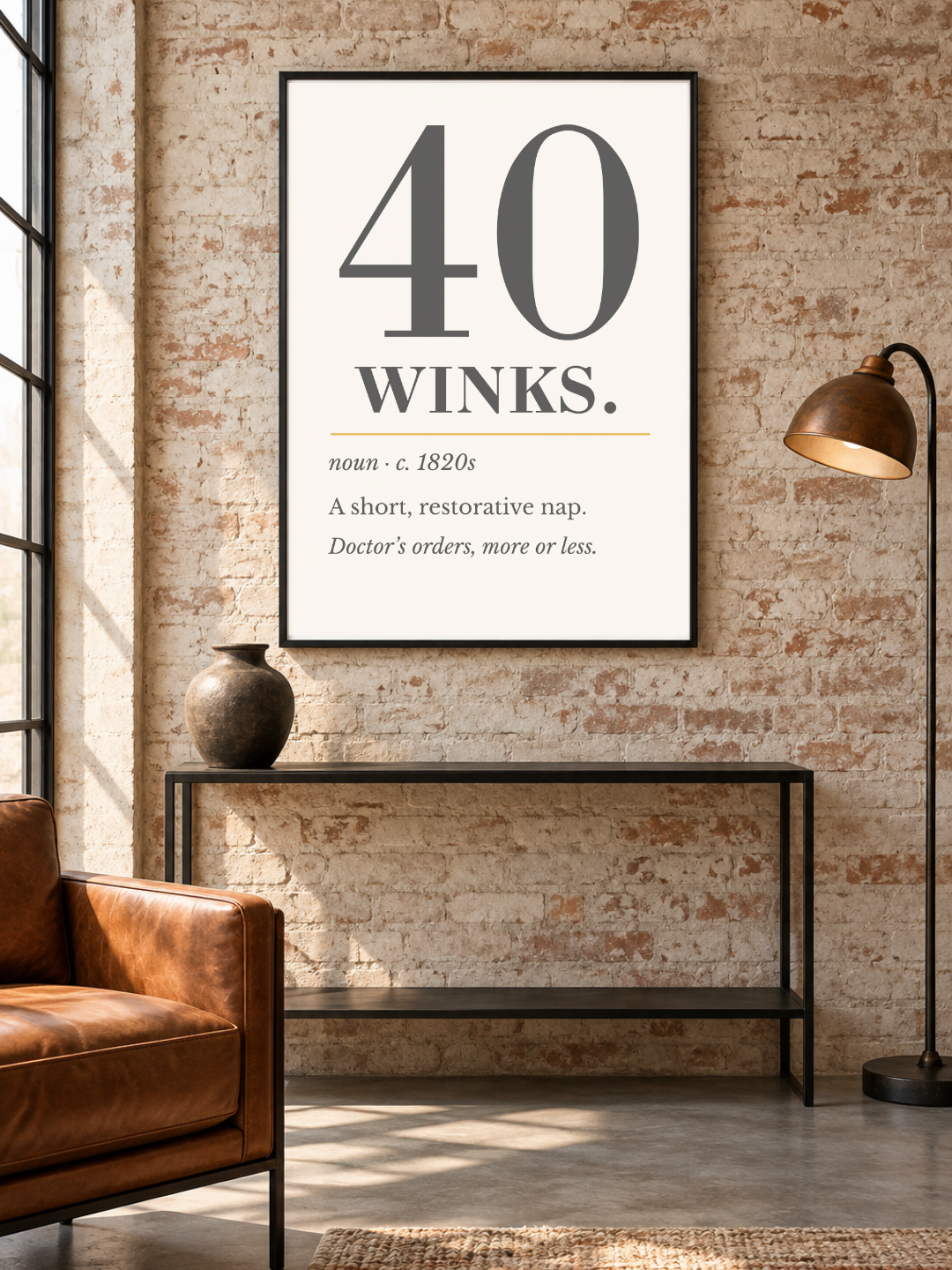 Forty Winks Print, Vintage Definition Wall Art — Retro Poster, Bedroom Nap Art