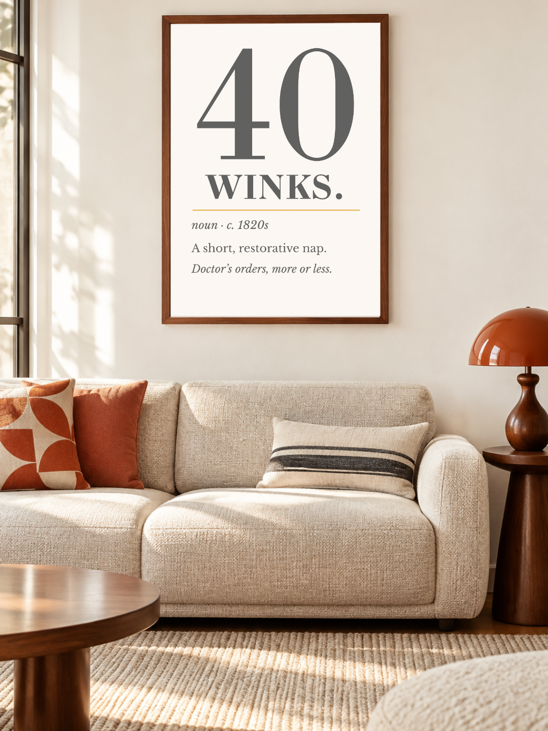 Forty Winks Print, Vintage Definition Wall Art — Retro Poster, Bedroom Nap Art