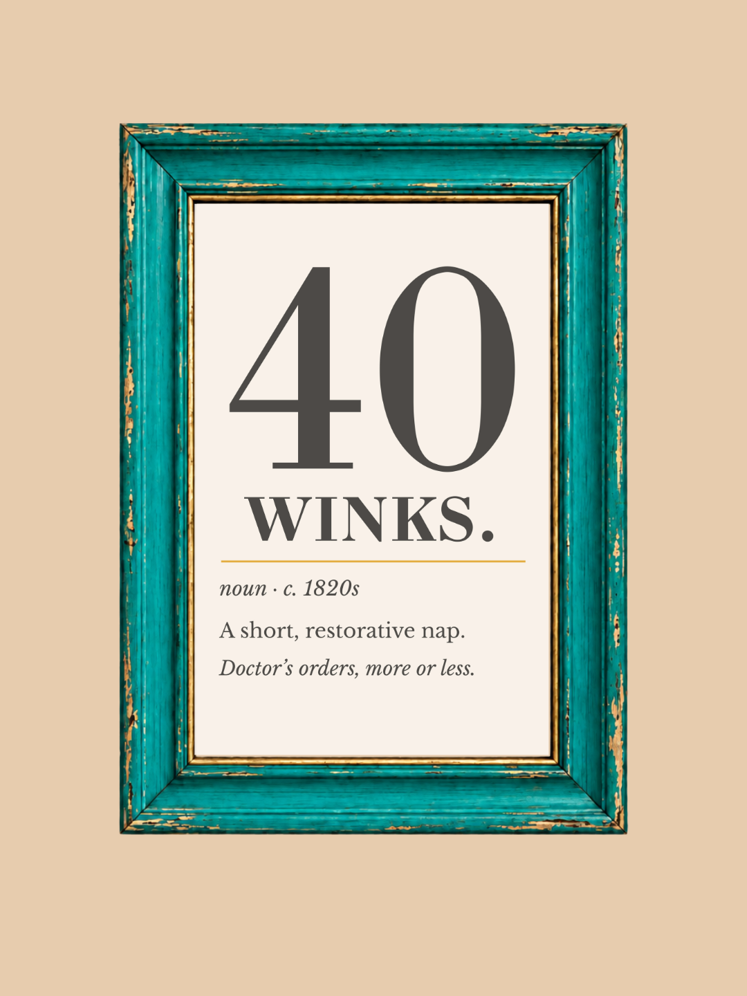 Forty Winks Print, Vintage Definition Wall Art — Retro Poster, Bedroom Nap Art