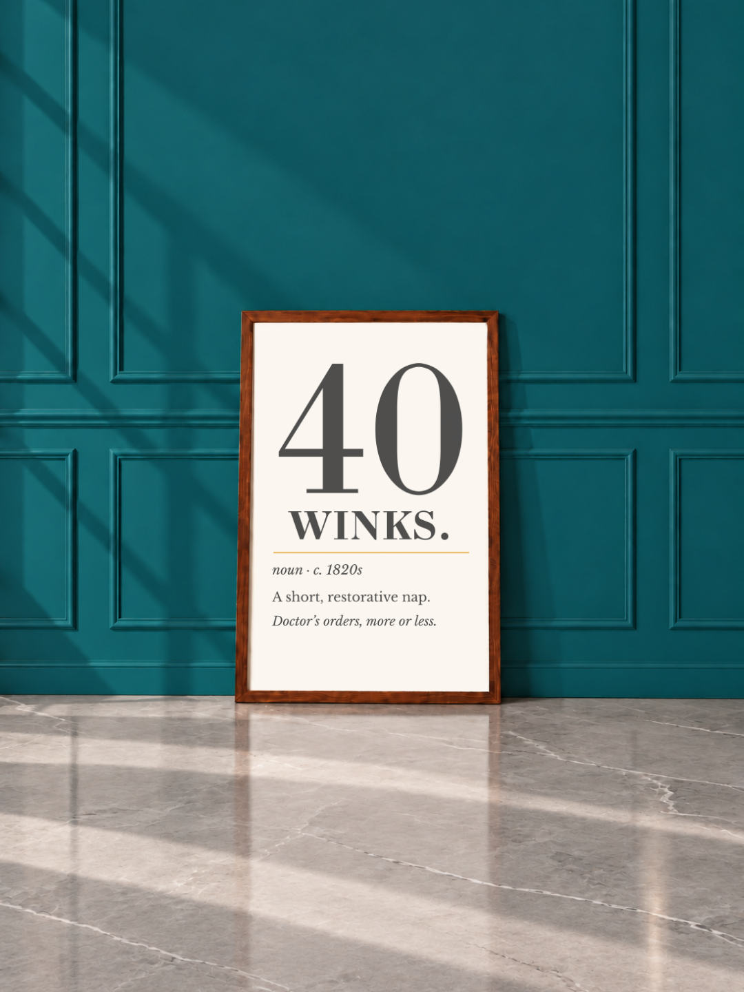 Forty Winks Print, Vintage Definition Wall Art — Retro Poster, Bedroom Nap Art
