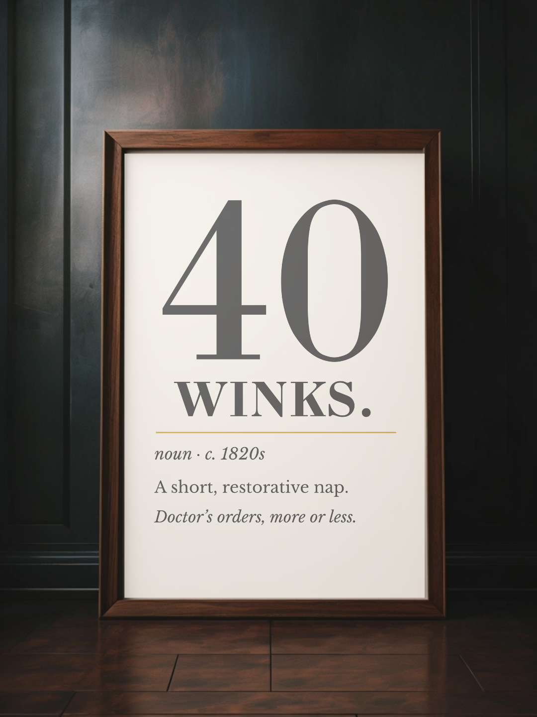 Forty Winks Print, Vintage Definition Wall Art — Retro Poster, Bedroom Nap Art