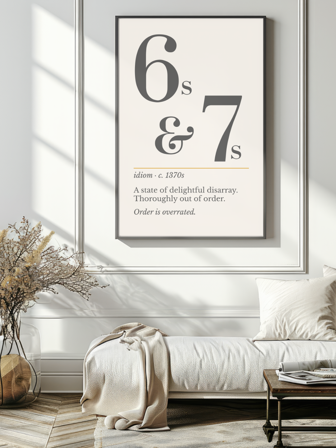 At Sixes and Sevens Print, Vintage Slang Wall Art — Retro Poster, Book Lover Gift