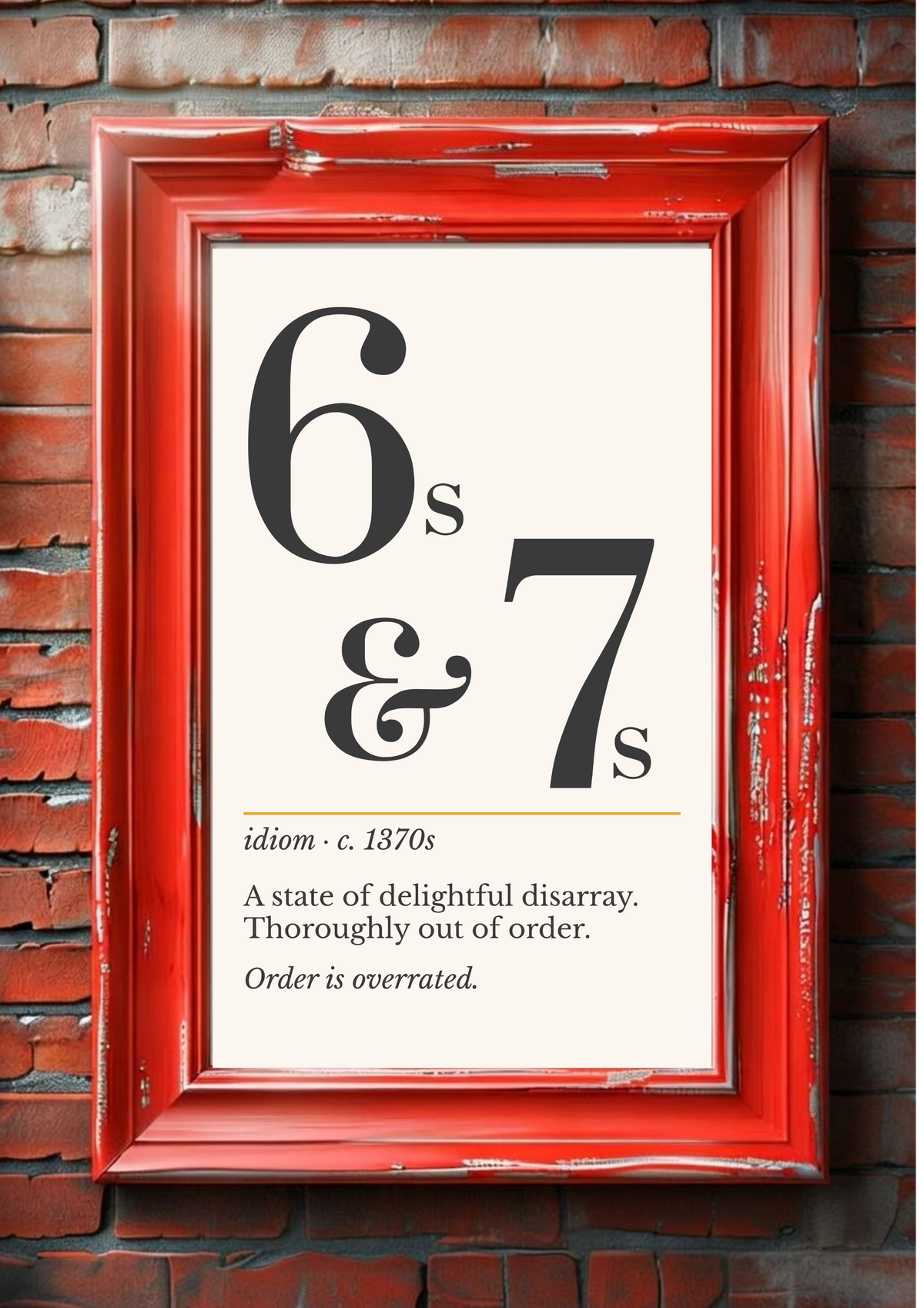 At Sixes and Sevens Print, Vintage Slang Wall Art — Retro Poster, Book Lover Gift