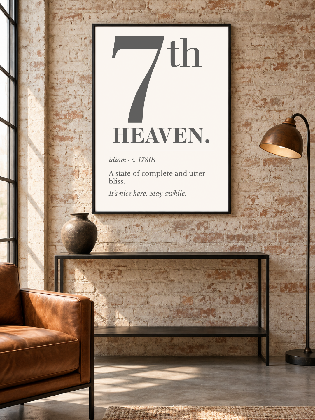 Seventh Heaven Print, Retro Definition Wall Art — Word Poster, Blissful Gift