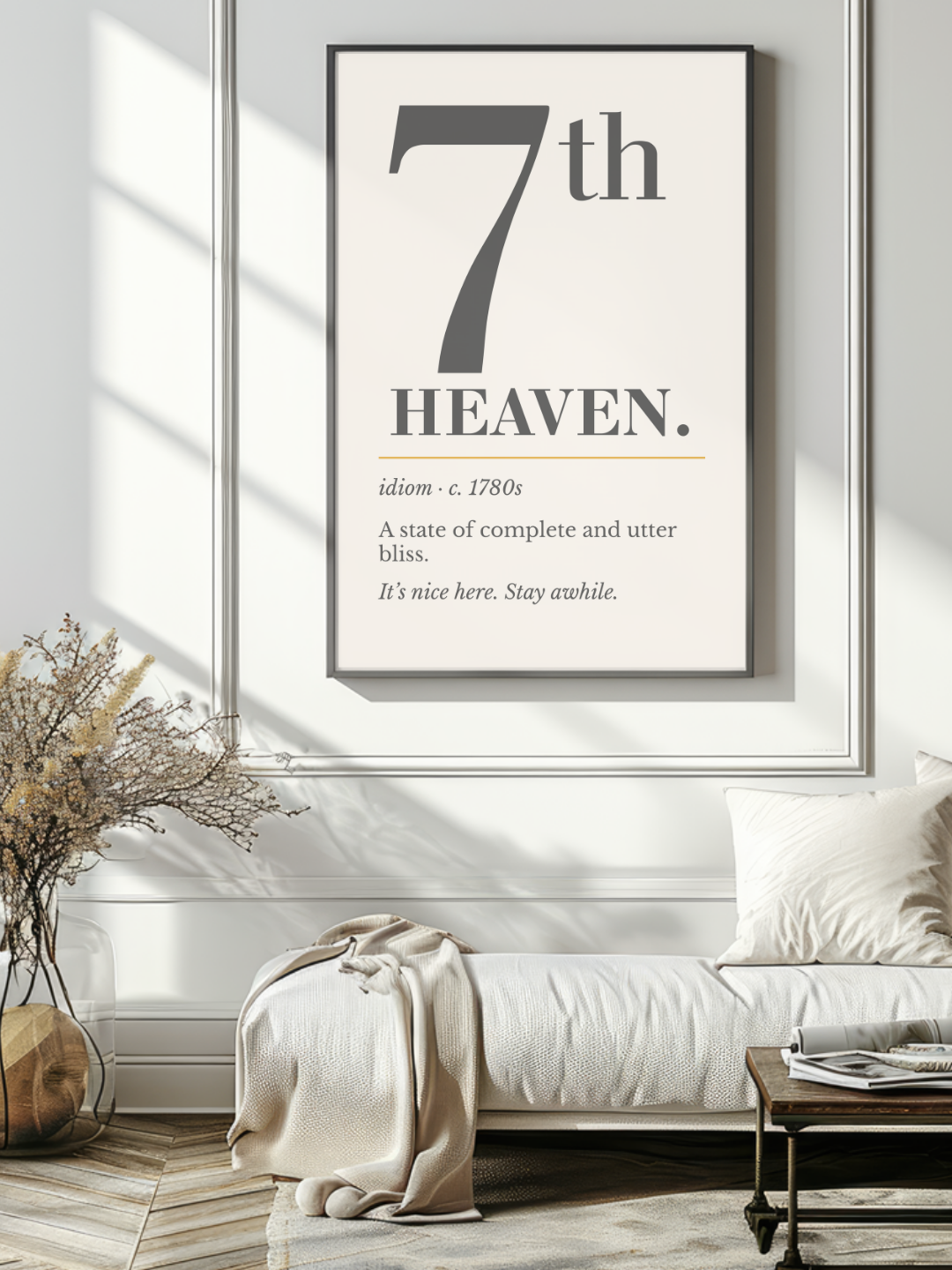 Seventh Heaven Print, Retro Definition Wall Art — Word Poster, Blissful Gift