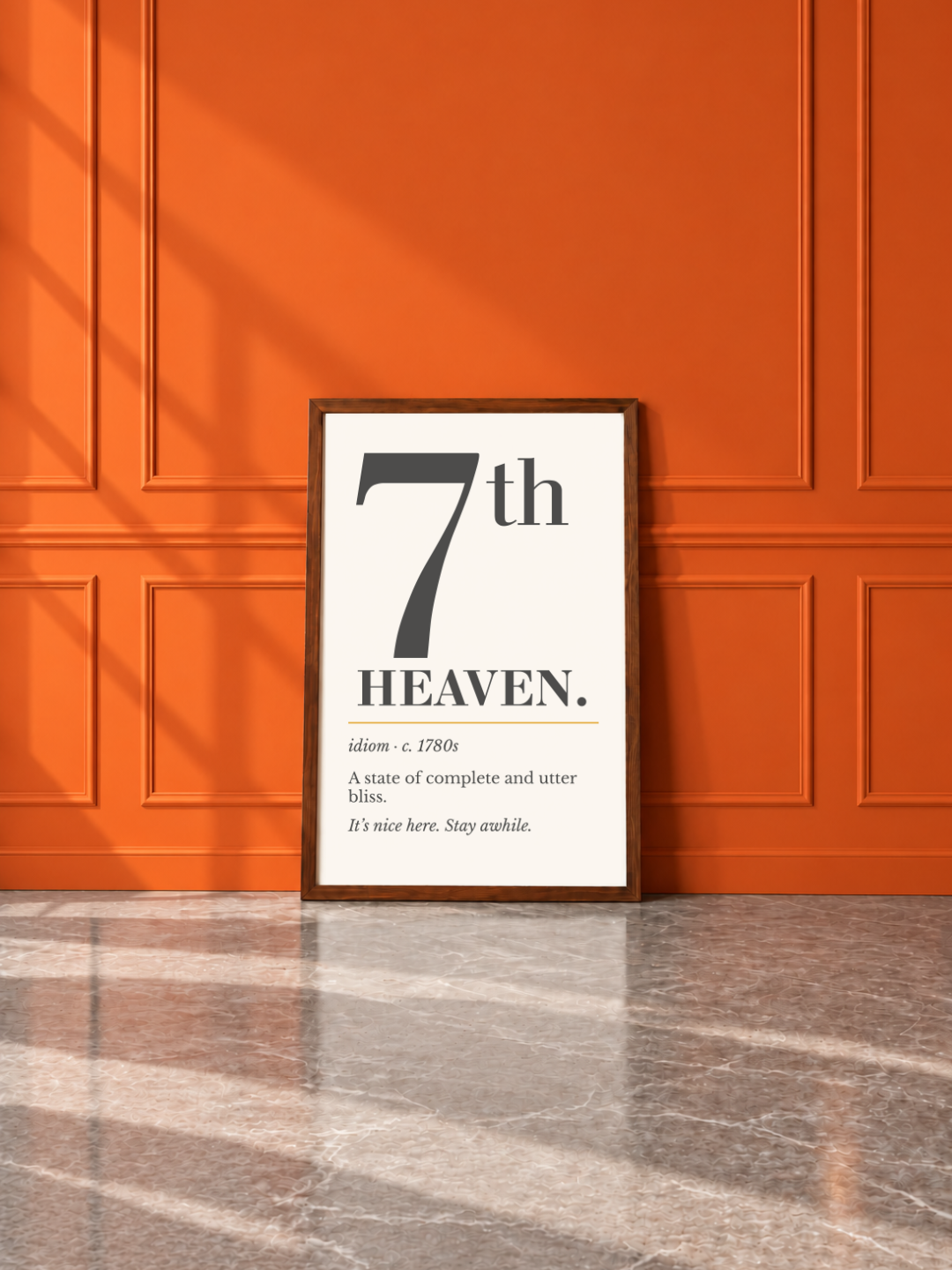 Seventh Heaven Print, Retro Definition Wall Art — Word Poster, Blissful Gift