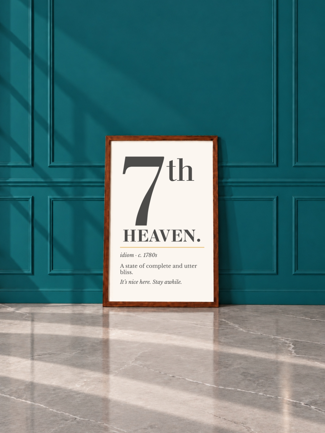 Seventh Heaven Print, Retro Definition Wall Art — Word Poster, Blissful Gift