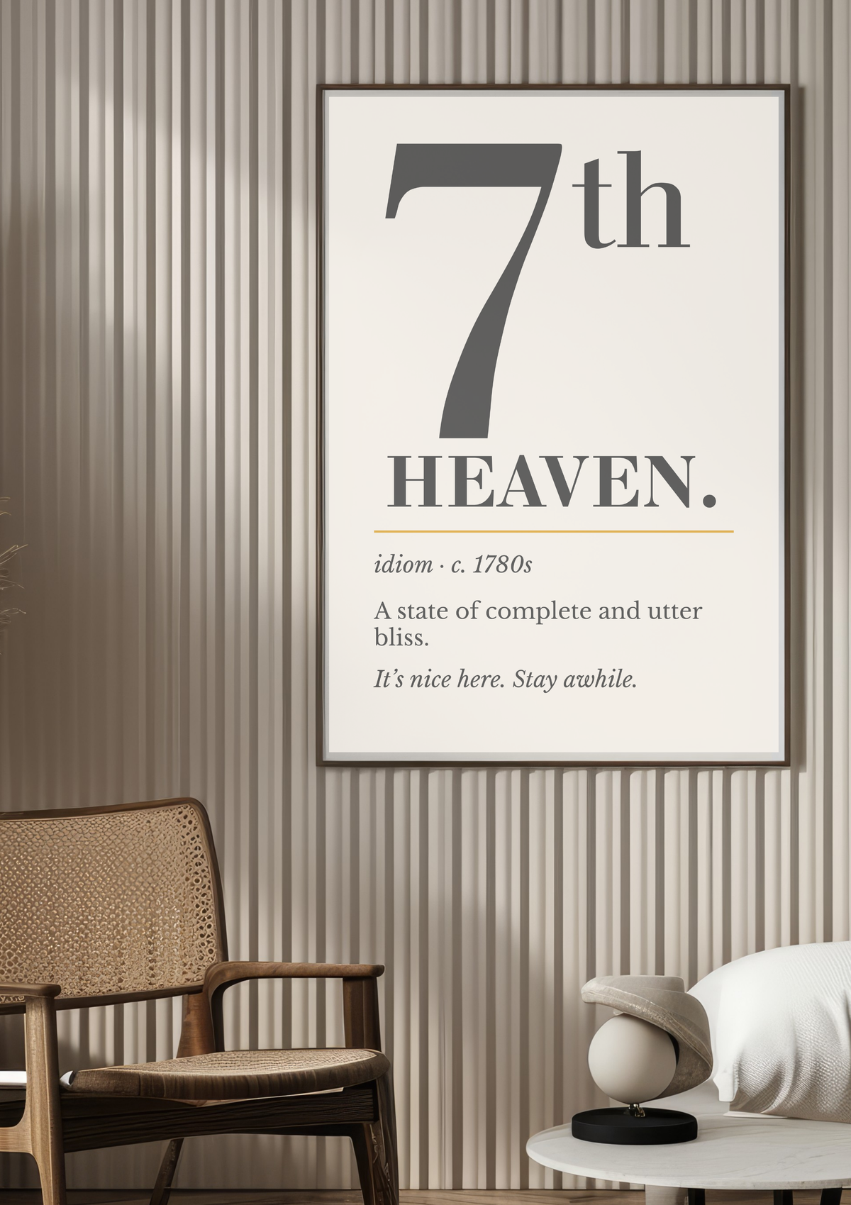 Seventh Heaven Print, Retro Definition Wall Art — Word Poster, Blissful Gift