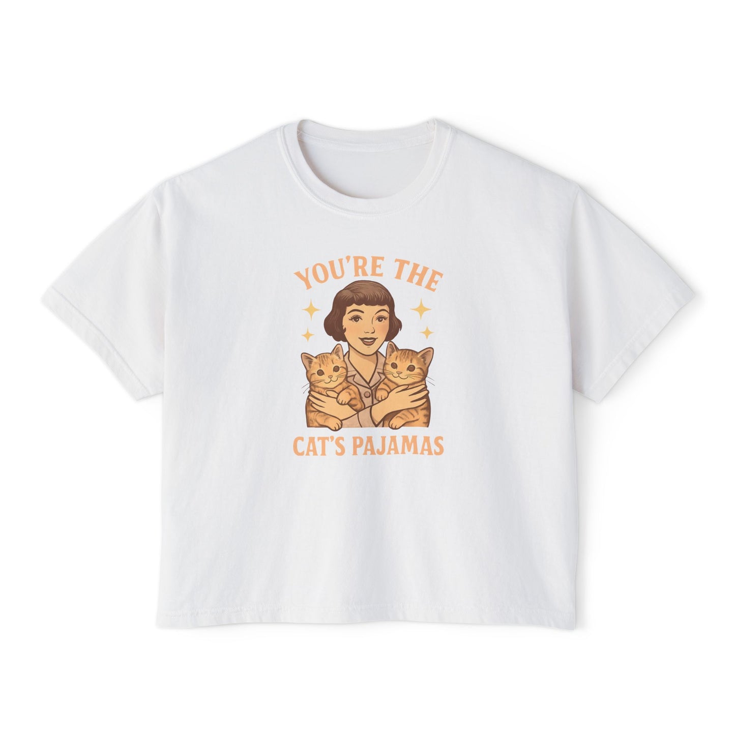 You're the Cat's Pajamas - 1920s Retro Inspired Boxy Tee for Cat Lovers