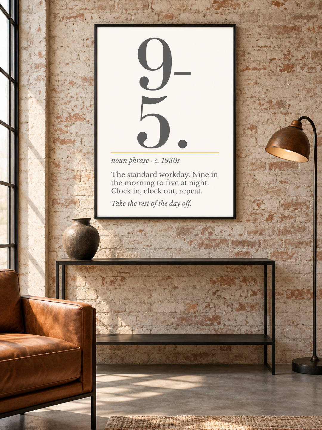 9 to 5 Print, Retro Definition Wall Art — Office Number Poster, Coworker Gift