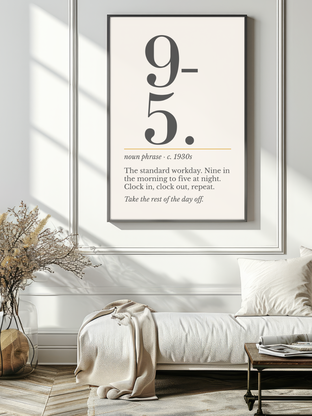 9 to 5 Print, Retro Definition Wall Art — Office Number Poster, Coworker Gift