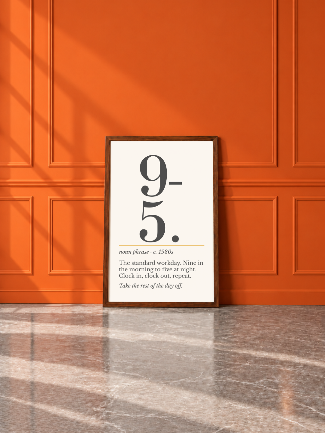 9 to 5 Print, Retro Definition Wall Art — Office Number Poster, Coworker Gift
