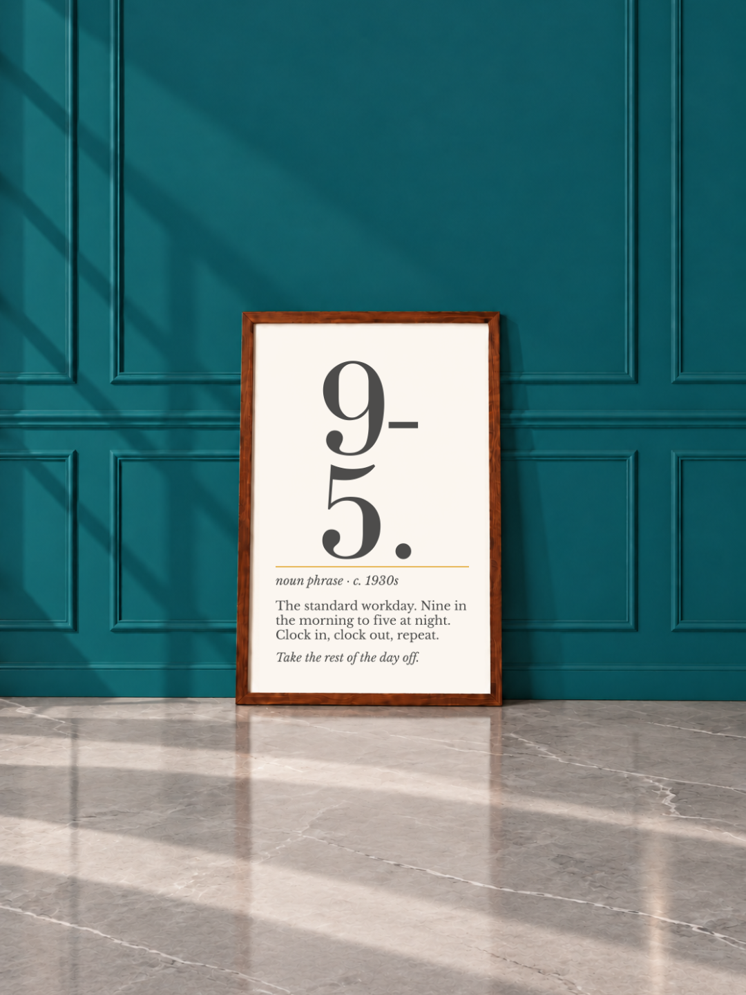 9 to 5 Print, Retro Definition Wall Art — Office Number Poster, Coworker Gift