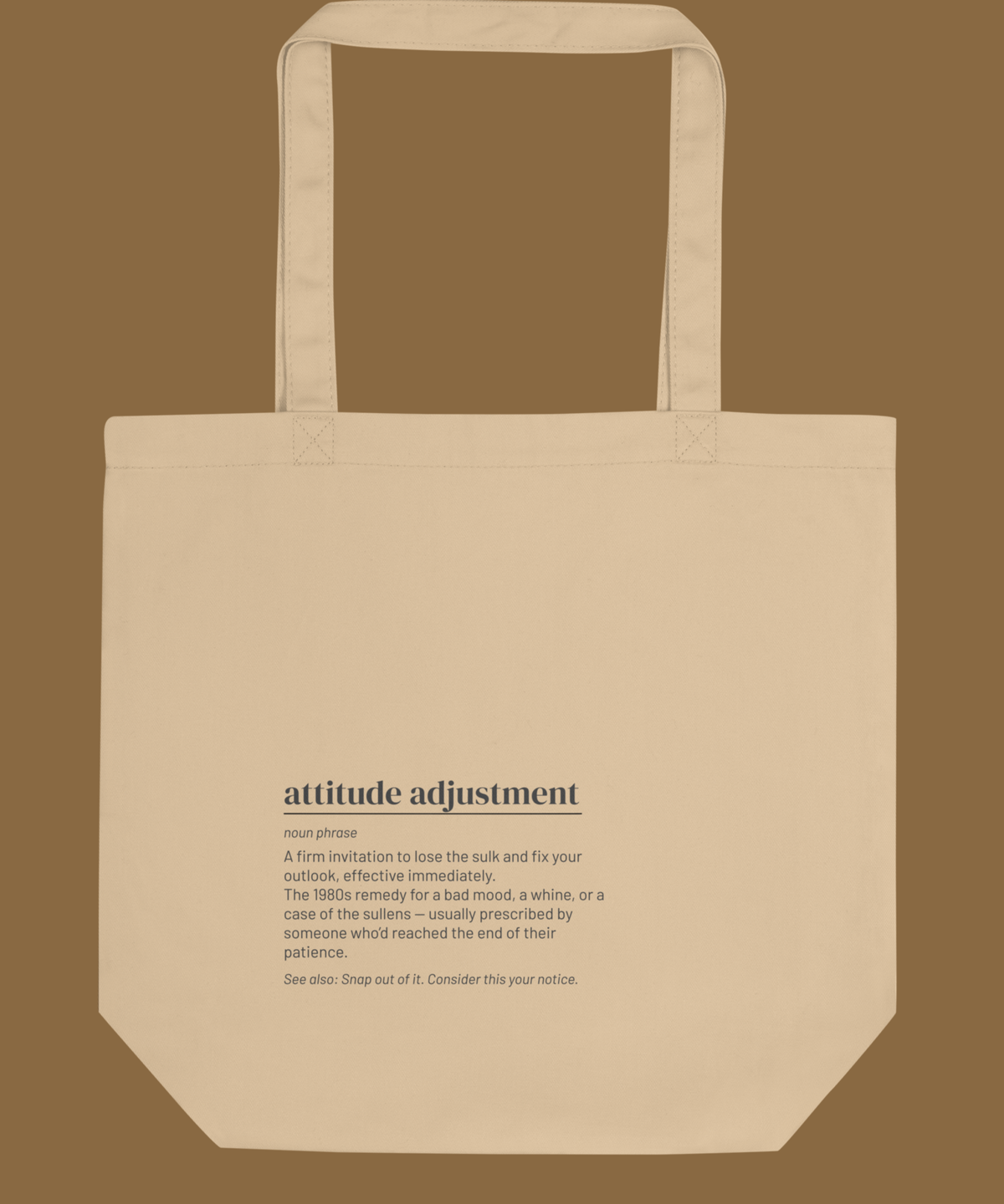 Attitude Adjustment — 80s Slang Definition Tote Bag, Gen X Gift, Retro Humor Canvas Bag