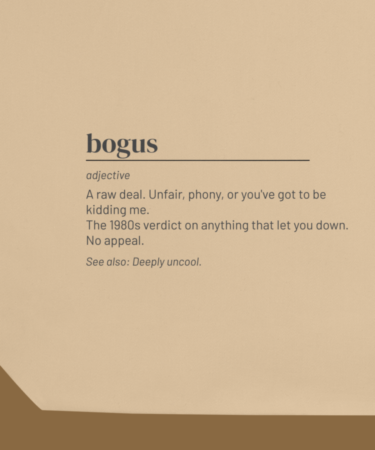 Bogus — 80s Slang Definition Tote Bag, Gen X Gift, Retro Humor Canvas Bag