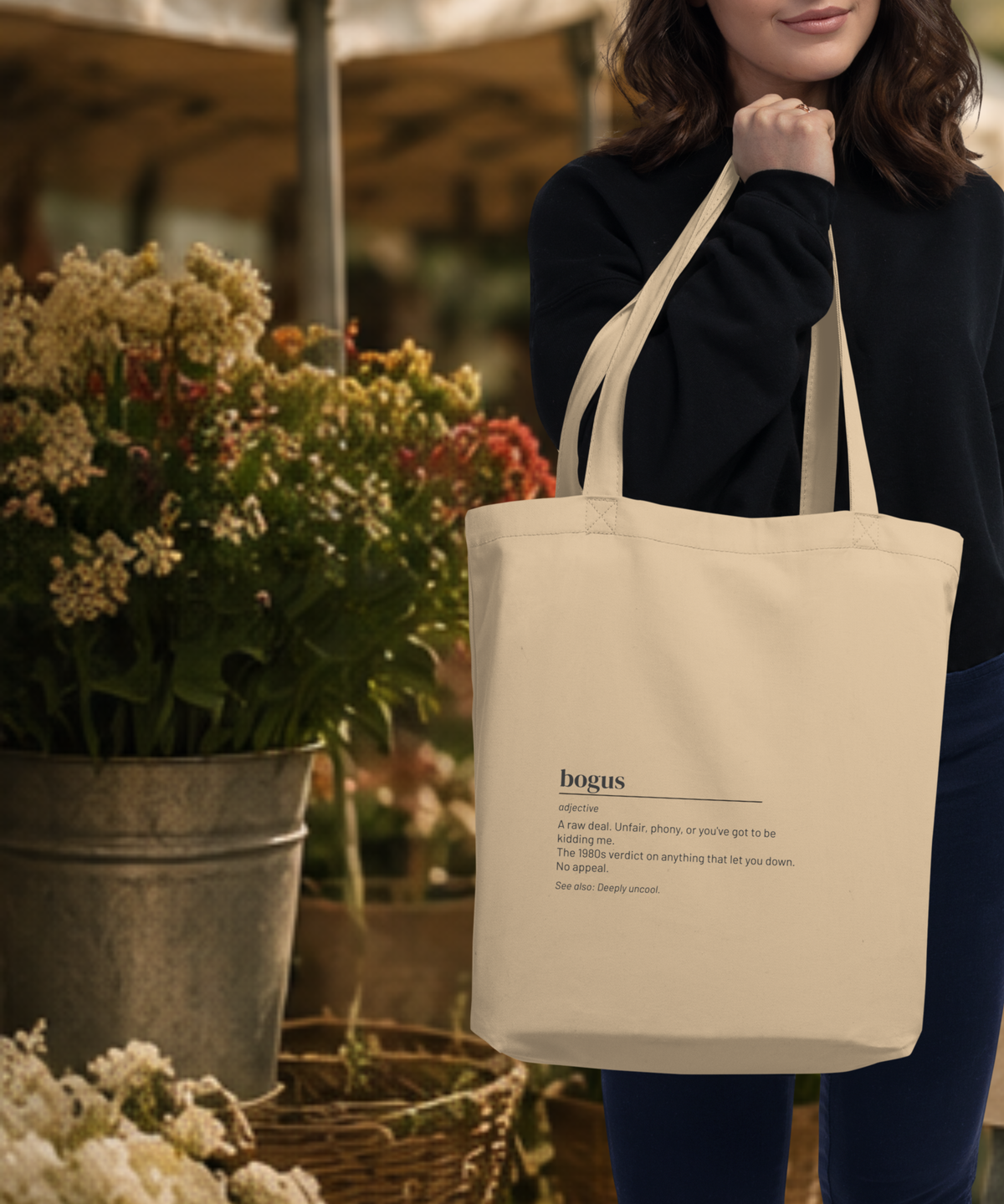 Bogus — 80s Slang Definition Tote Bag, Gen X Gift, Retro Humor Canvas Bag