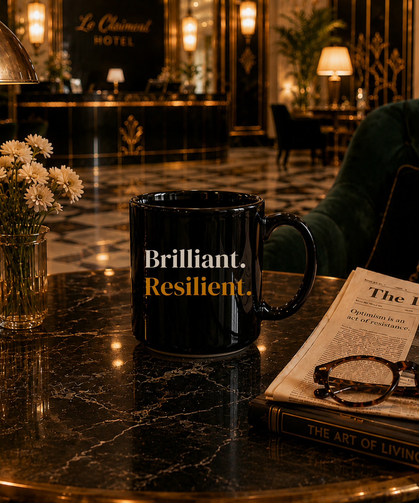 Brilliant Resilient Mug — Inspirational Coffee Cup, Encouragement Gift for Women, Vintage Inspired Mug, Strength & Positivity Gift