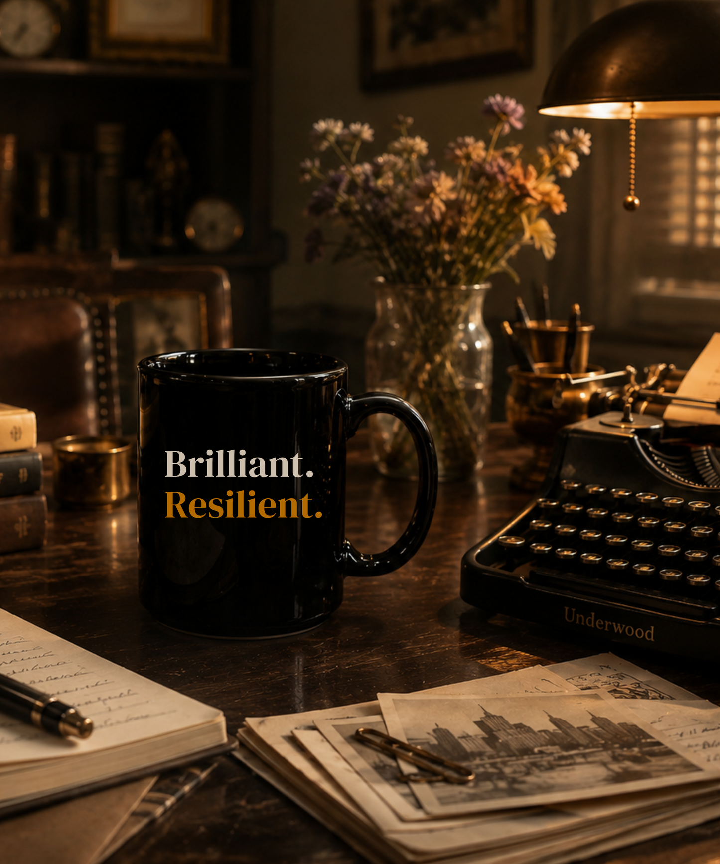 Brilliant Resilient Mug — Inspirational Coffee Cup, Encouragement Gift for Women, Vintage Inspired Mug, Strength & Positivity Gift