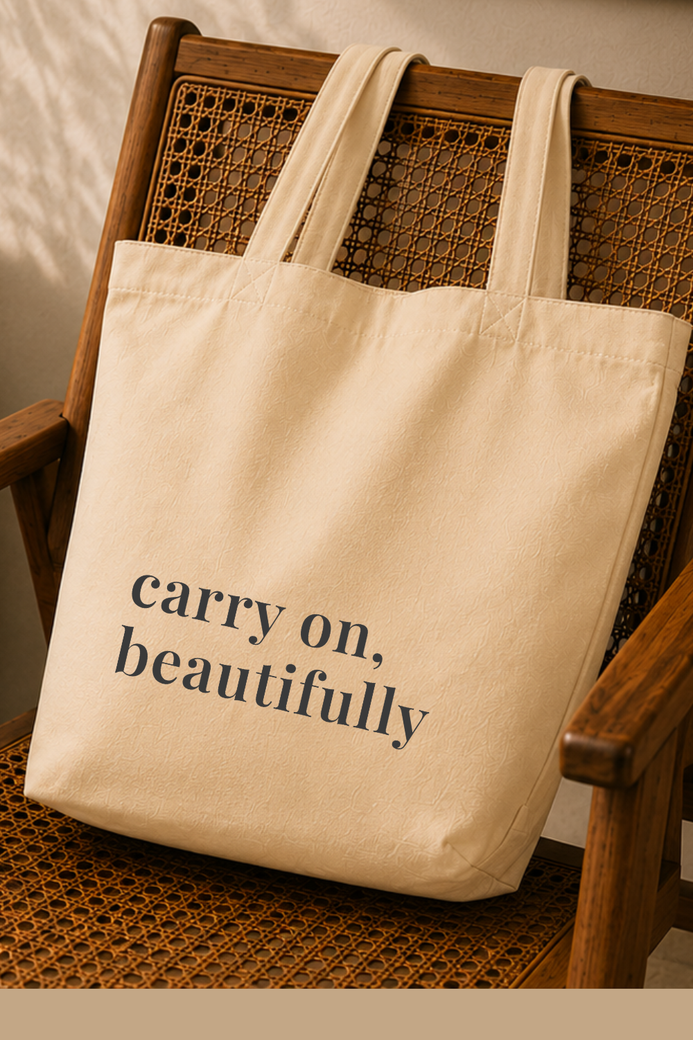 Carry On, Beautifully Canvas Tote — Retro Inspired Gift for Her, Quote Market Bag