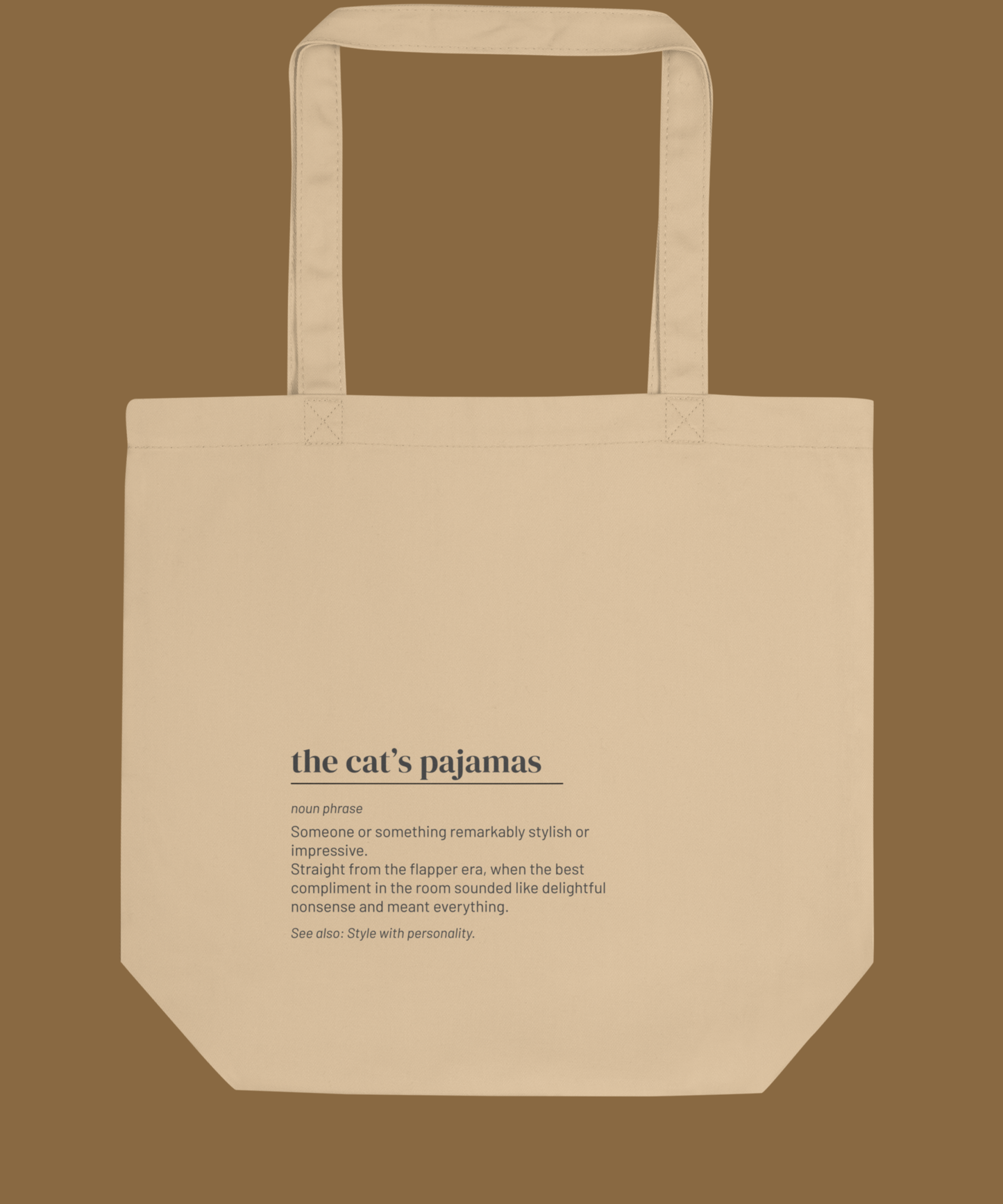 The Cat's Pajamas Tote — Retro Slang Canvas Bag, Flapper Era Gift