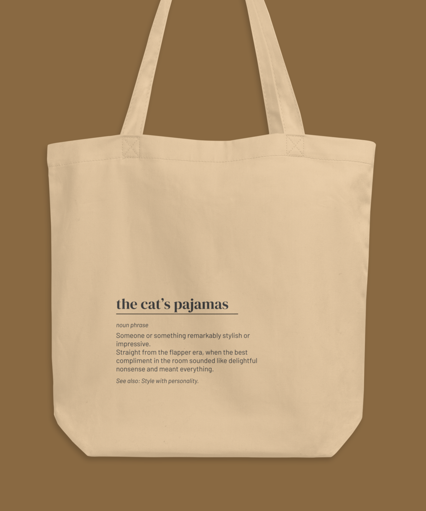 The Cat's Pajamas Tote — Retro Slang Canvas Bag, Flapper Era Gift