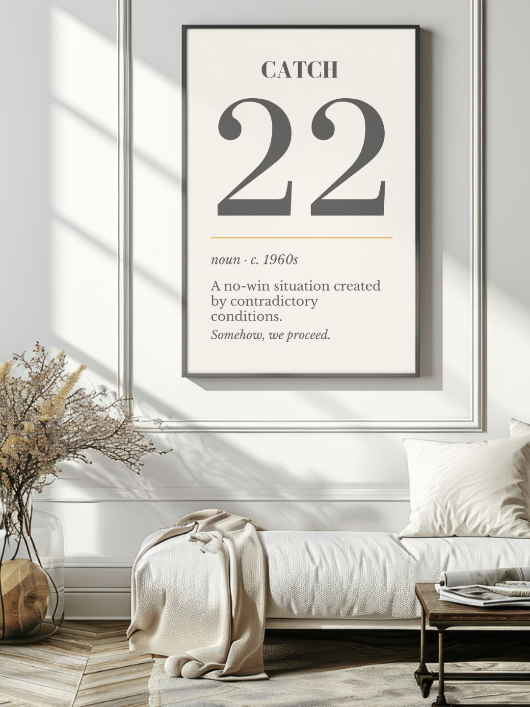 Catch 22 Print, Retro Definition Wall Art — Word Art Poster, Book Lover Gift