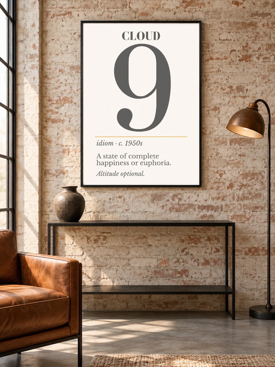 Cloud Nine Print, Retro Definition Wall Art — Number Poster, Optimist Gift