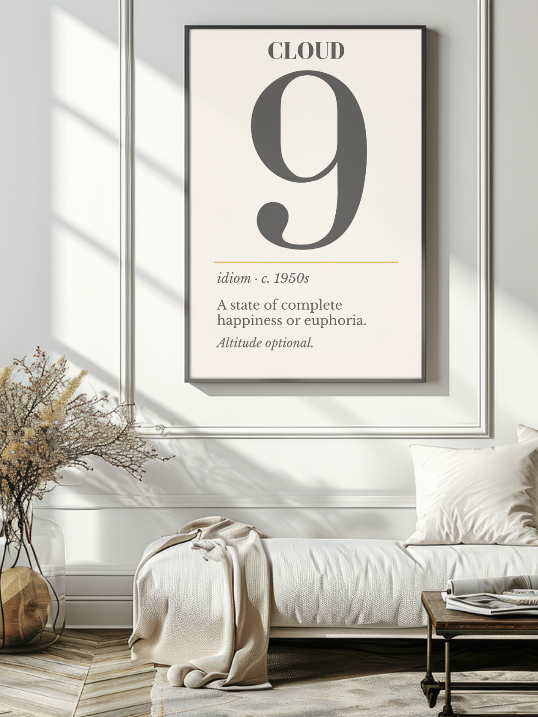 Cloud Nine Print, Retro Definition Wall Art — Number Poster, Optimist Gift