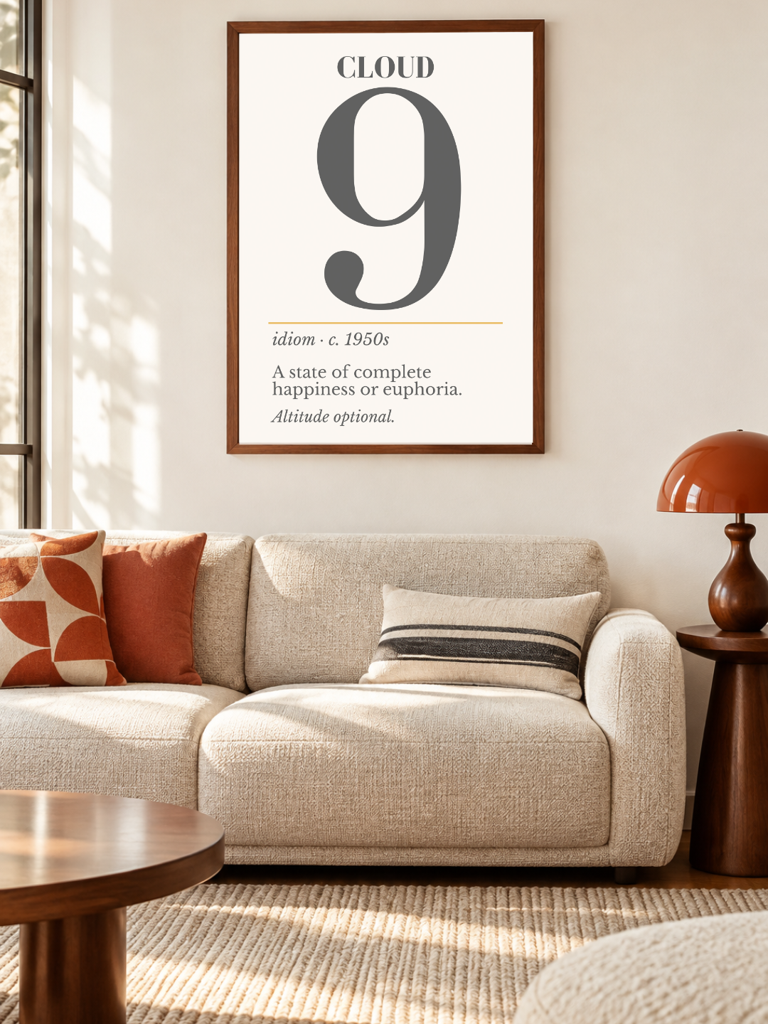 Cloud Nine Print, Retro Definition Wall Art — Number Poster, Optimist Gift